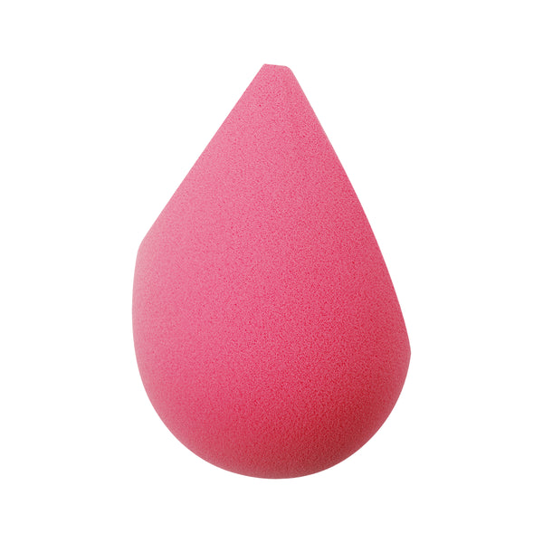 Pink teardrop makeup sponge, single sponge top view