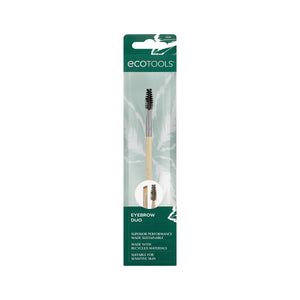 Eyebrow duo brush set in retail box, showing two-ended spoolie and angled brush
