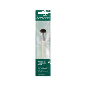 Precision concealer brush in clear packaging with green top and hanging tab