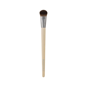 Precision concealer brush with tapered synthetic bristles and light wood handle