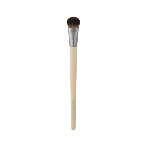 Precision concealer brush with tapered synthetic bristles and light wood handle