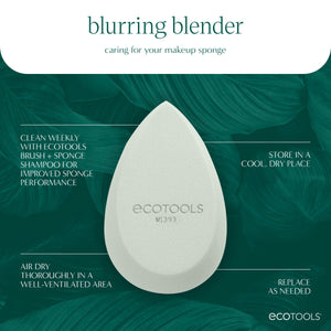 White teardrop makeup sponge for blending, shown upright