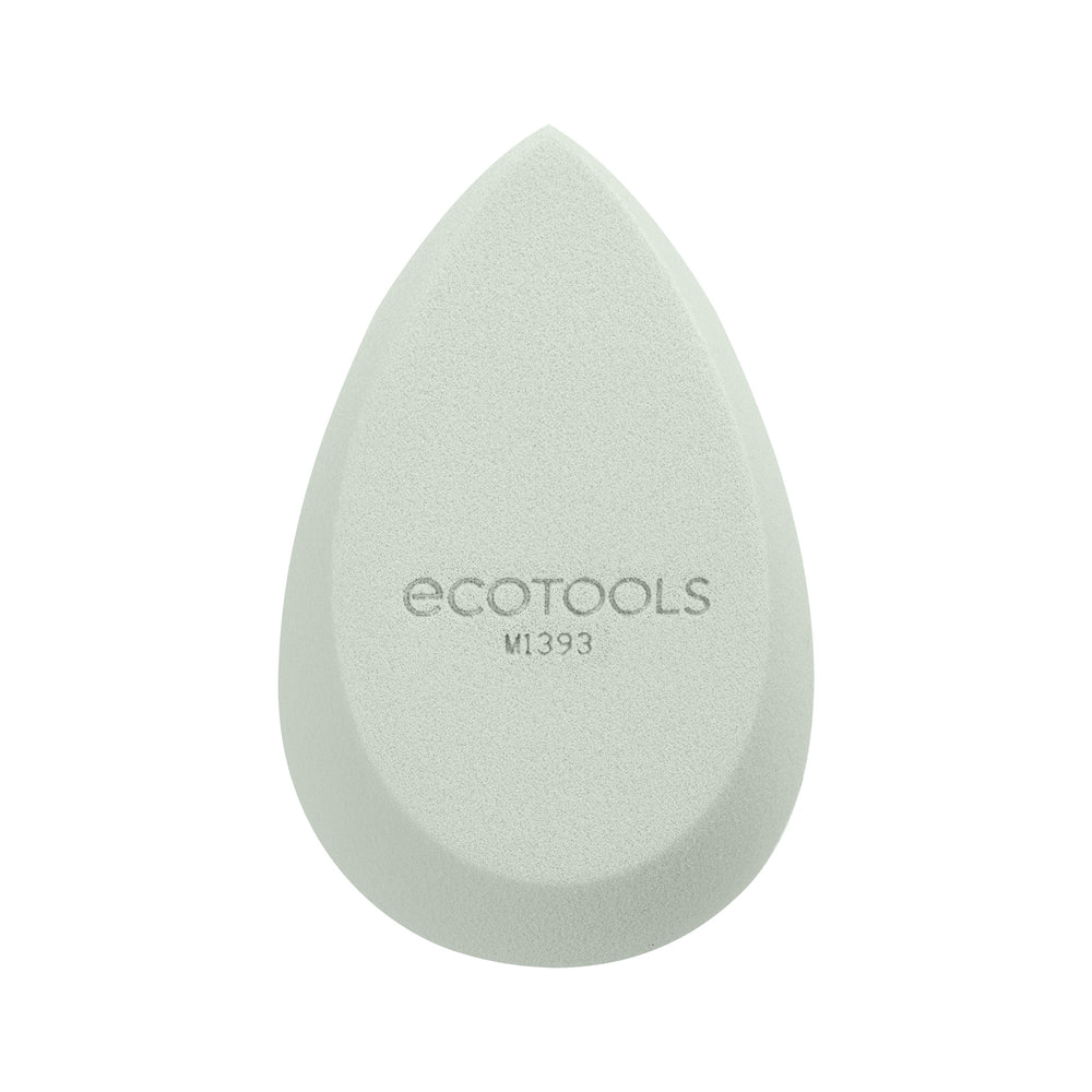 Light green teardrop makeup blurring blender sponge with ECOTOOLS logo, M1393