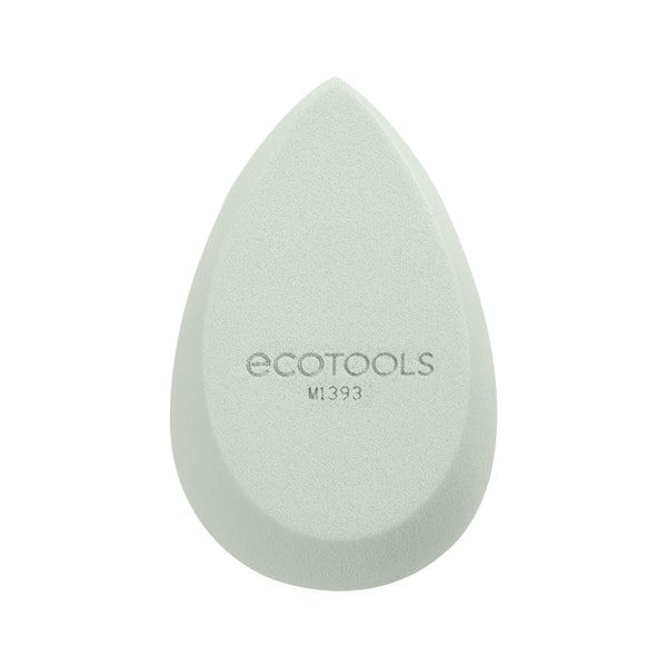 Light green teardrop makeup blurring blender sponge with ECOTOOLS logo, M1393