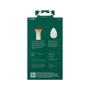 ECOTOOLS makeup brush and blending sponge set box back with printed details