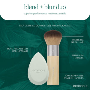 ECOTOOLS makeup brush and mint sponge set packaging with front branding