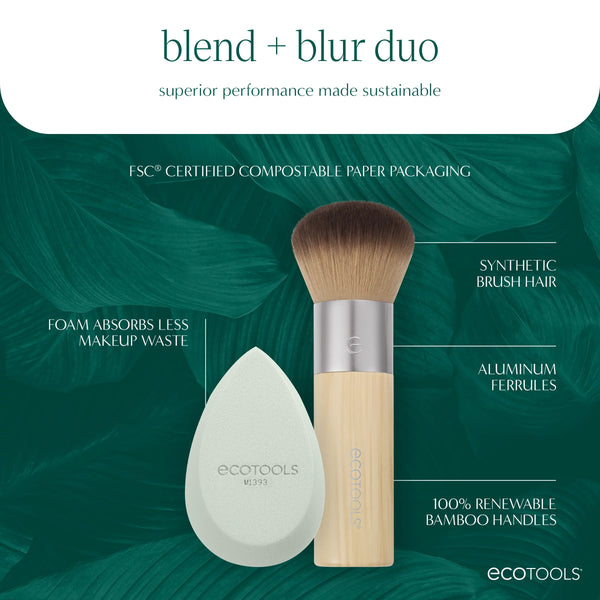 ECOTOOLS makeup brush and mint sponge set packaging with front branding
