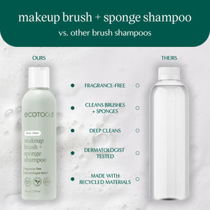 ECOTools makeup brush + sponge shampoo vs other brush shampoos comparison bottles