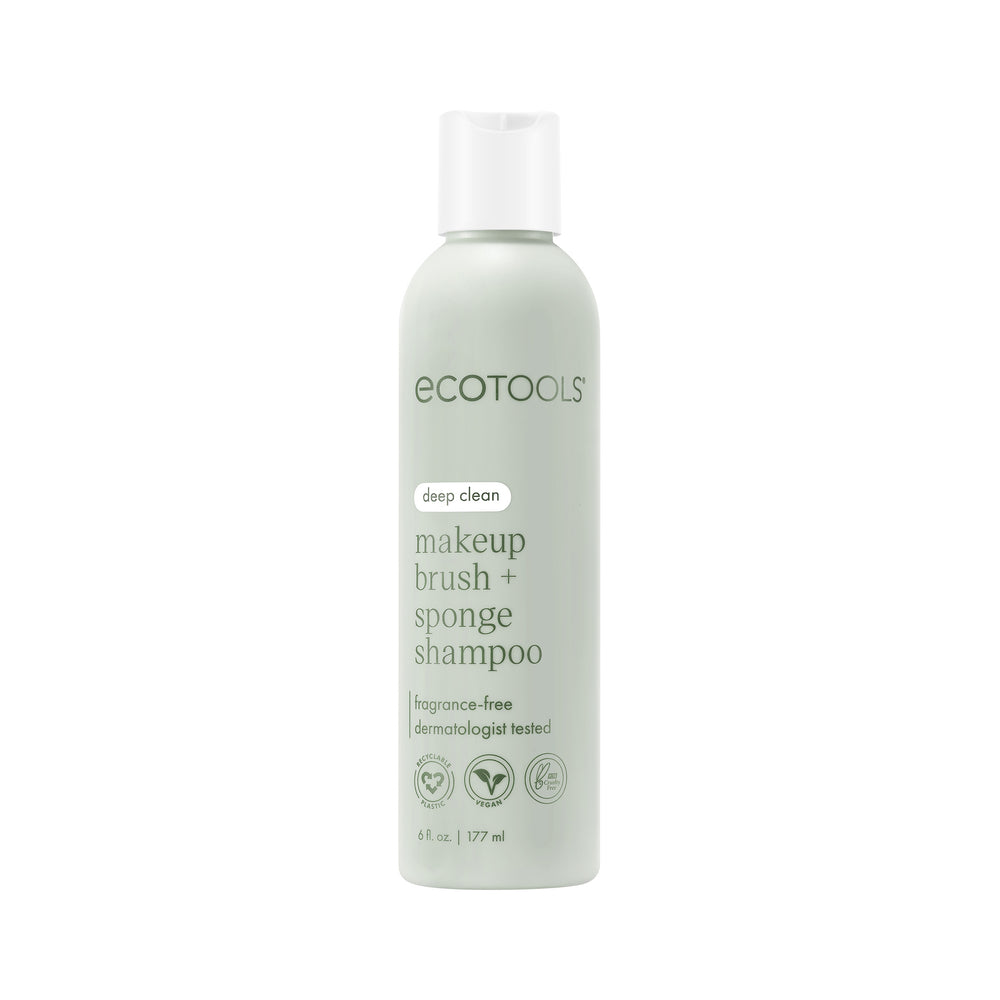 ECOTOOLS makeup brush and sponge shampoo bottle, pale mint