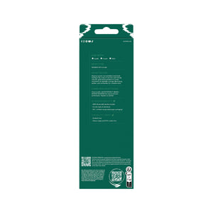 Complexion makeup brush packaging box showing back details and brush image