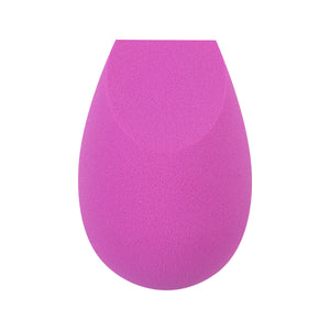 Purple teardrop makeup sponge with textured surface for foundation blending