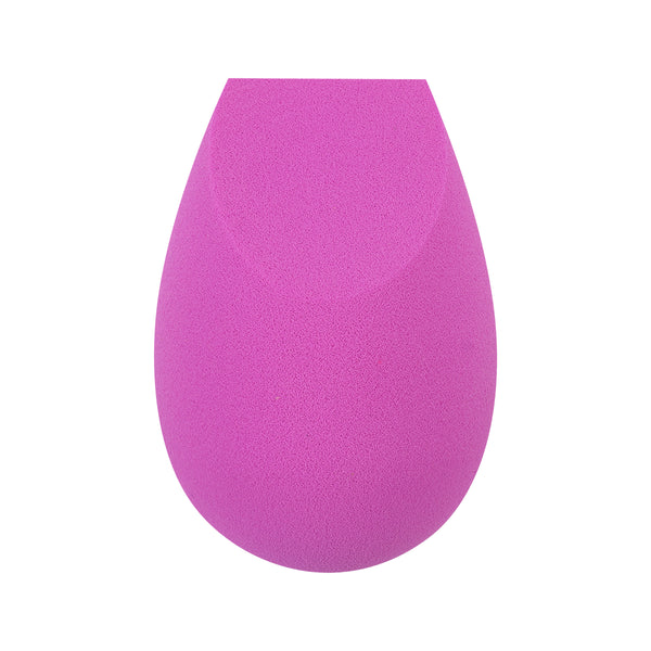Purple teardrop makeup sponge with textured surface for foundation blending