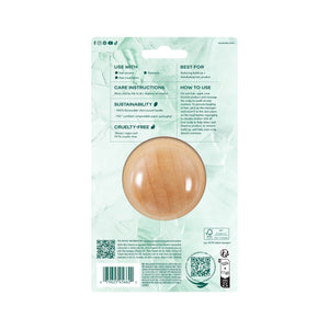 Wood scalp massager brush with smooth round back and small white massage nodules