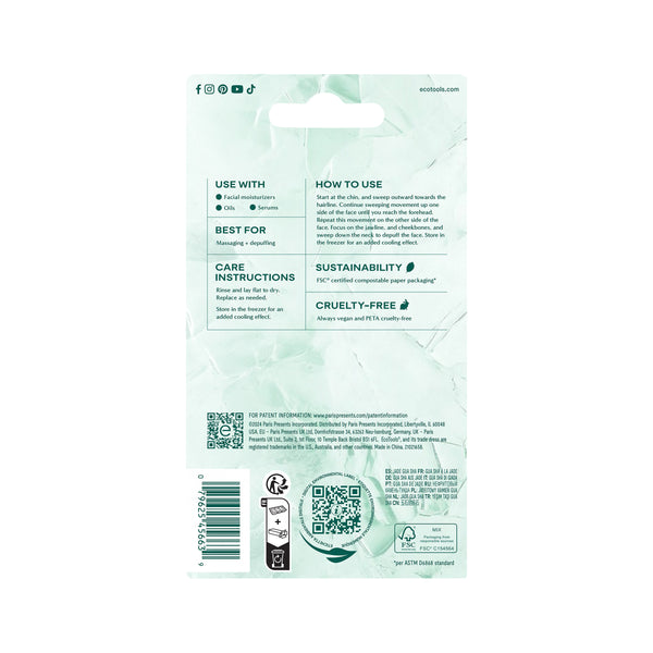 ECOTOOLS Jade Gua Sha retail card back with care and use information