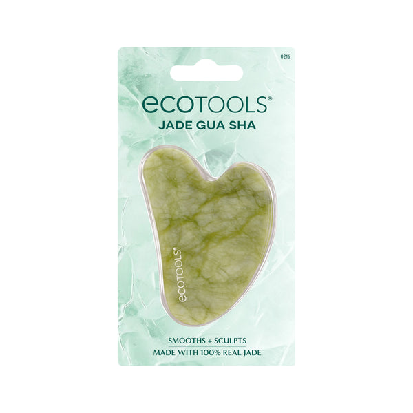 ECOTOOLS Jade Gua Sha retail package with visible heart-shaped jade tool