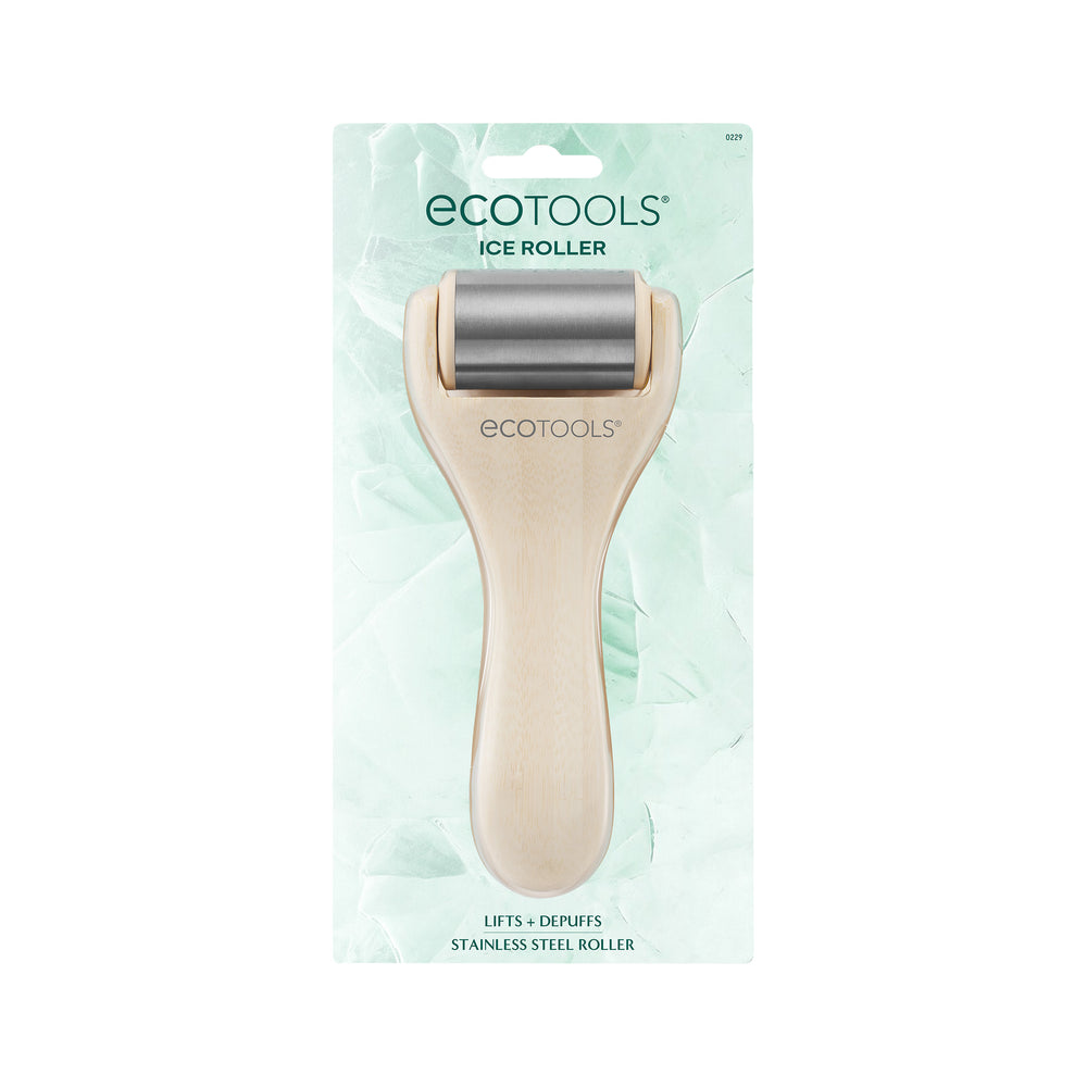 Ecotools ice roller with stainless steel cylinder and light wood handle