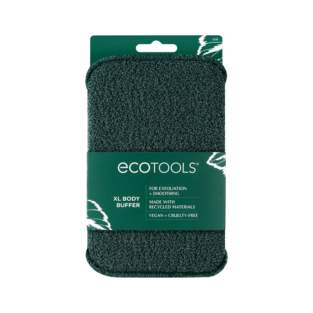 XL Body Buffer scrub sponge with looped strap, dark green