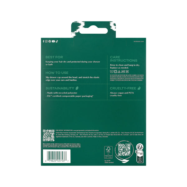 ECOTOOLS shower cap box with mint cap window display