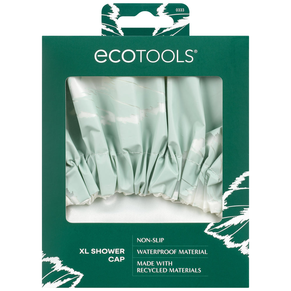 Mint green XL shower cap with elastic hem for covering hair