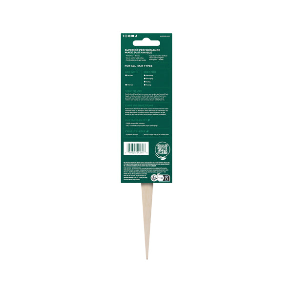 Slick back brush in upright back view with cream handle and black bristles