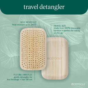 ecotools travel detangler product card with brush image and feature text