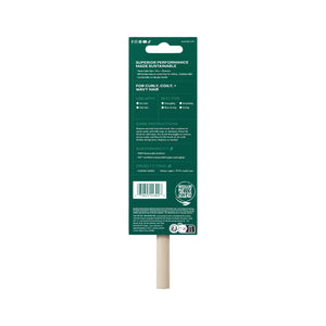 Edge defining brush with bamboo handle shown on green back-of-pack card