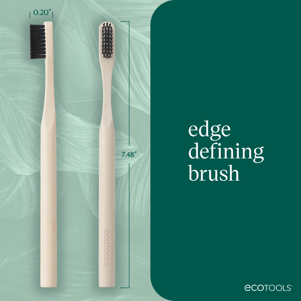Two edge defining brushes with bamboo handles and dark bristle heads, shown side by side
