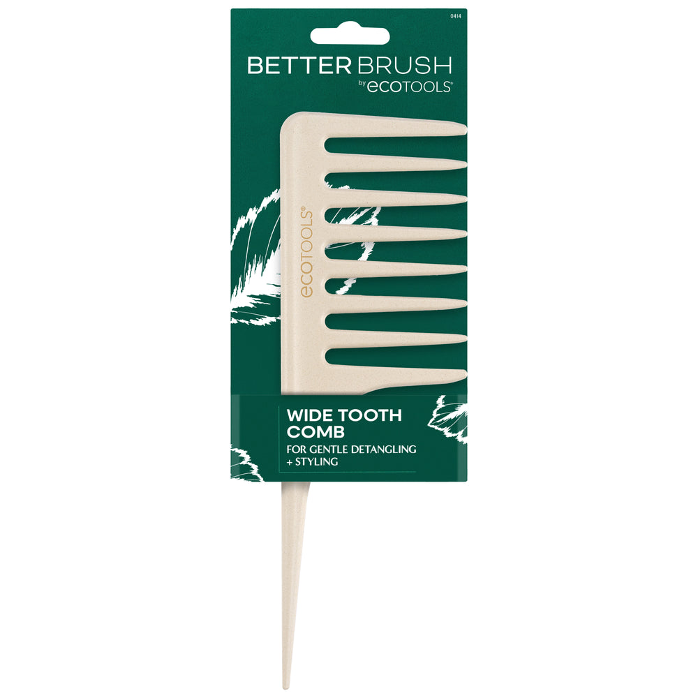 Wide tooth comb, cream plastic comb with wide-spaced teeth and pointed end