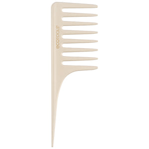 Wide tooth comb, cream plastic comb with wide-spaced teeth and pointed end