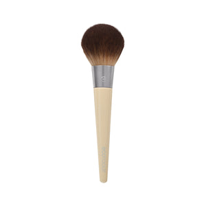 Full powder brush with tapered brown bristles and bamboo handle