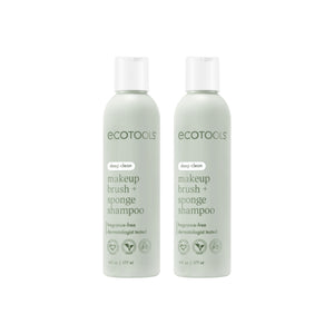 Makeup brush + sponge shampoo set of 2 bottles, light green with white caps
