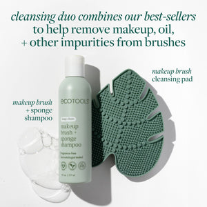 Makeup brush cleansing pad and deep-clean shampoo bundle, teal pad with embossed dot texture