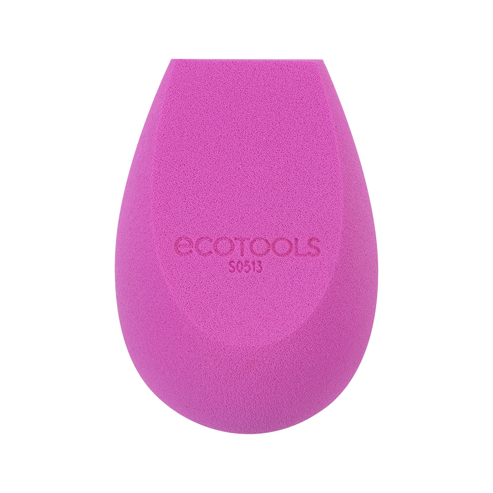 Purple teardrop makeup sponge with subtle brand logo on front