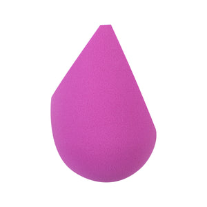 Purple teardrop makeup blending sponge with tapered tip