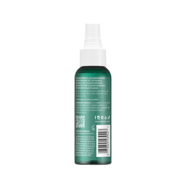 Green brush cleaner bottle with white mist nozzle, shown from the back.