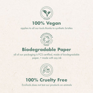 Eco-friendly packaging insert with 100% Vegan and cruelty-free badges