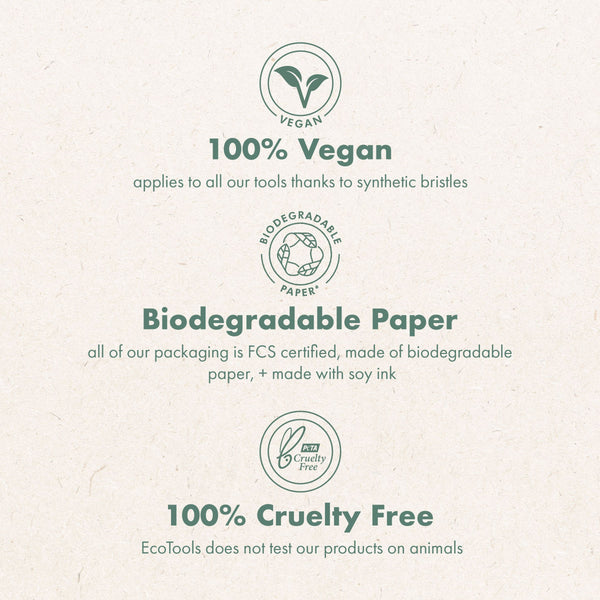 Eco-friendly product packaging with vegan and biodegradable icons