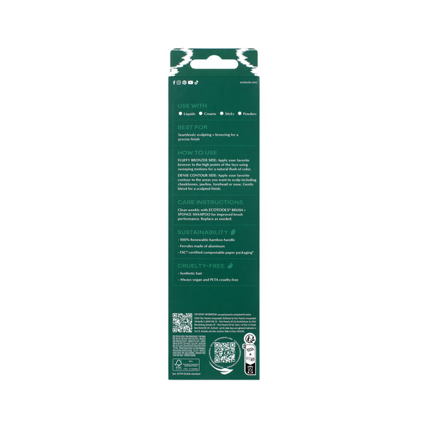 Ecotools retail package for dual-ended makeup brush, front view with product image
