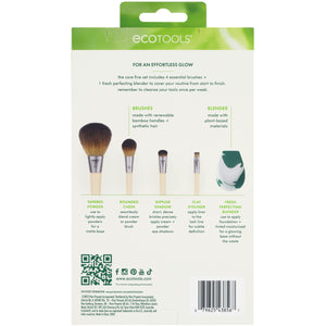 EcoTools core five brush set back of package showing included brushes and blender