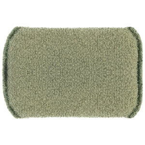 Olive-green rectangular exfoliating body buffer with textured scrub face and rounded edges