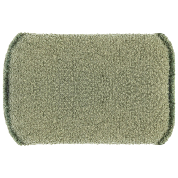 Olive-green rectangular exfoliating body buffer with textured scrub face and rounded edges