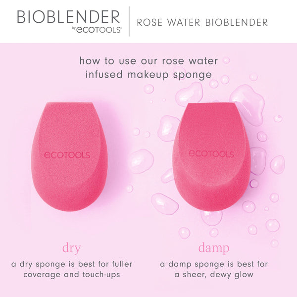 Pair of pink teardrop rose water makeup sponges