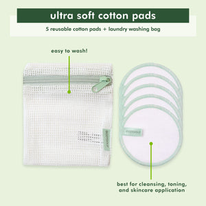 Reusable ultra-soft cotton pads with matching mesh laundry washing bag