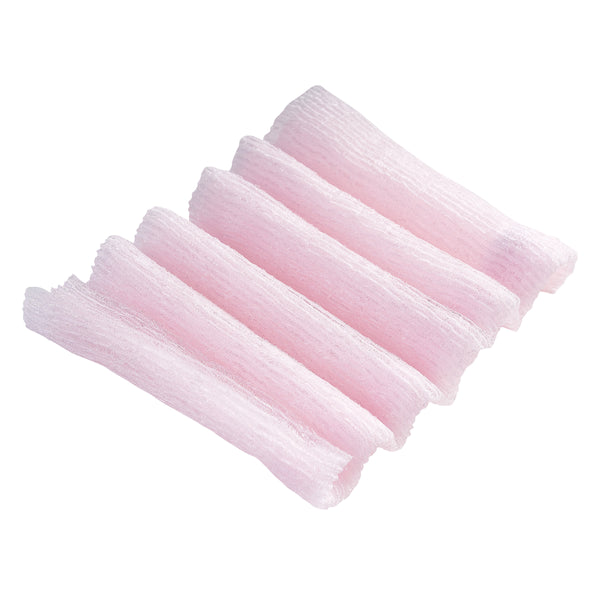 Pink exfoliating bath cloth with textured scrub surface