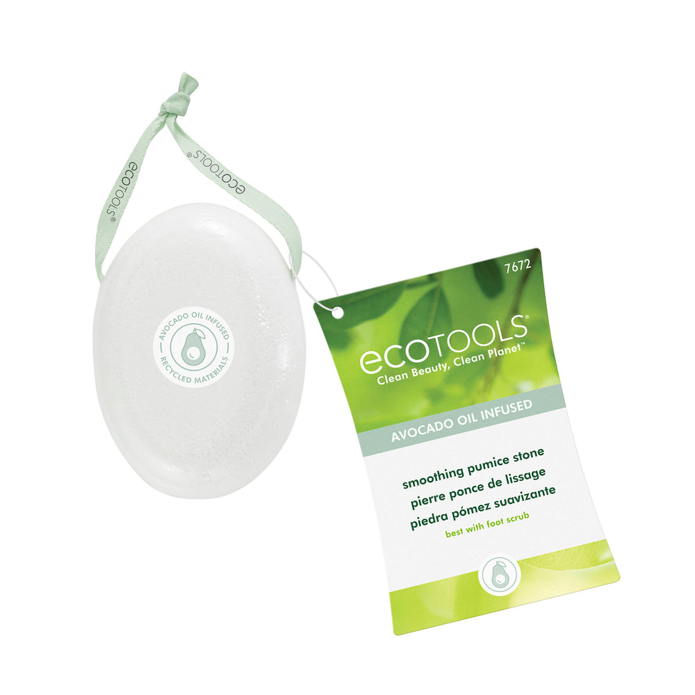 Oval white pumice smoothing stone with hanging loop for heels and feet