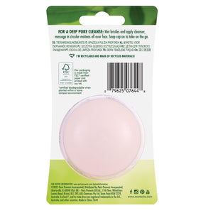 Back of pink deep cleansing facial brush packaging with brush window