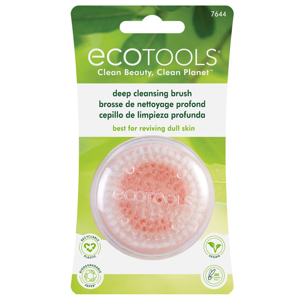 Pink deep cleansing facial brush in retail blister pack