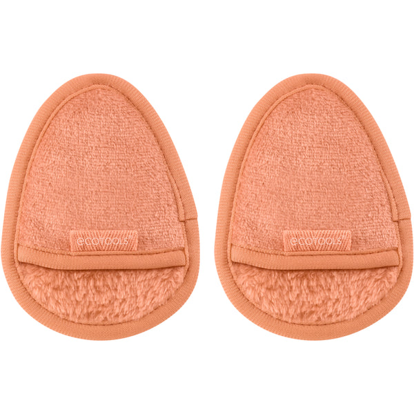 Orange teardrop gentle facial cleansing cloths, two-piece set with loop tab